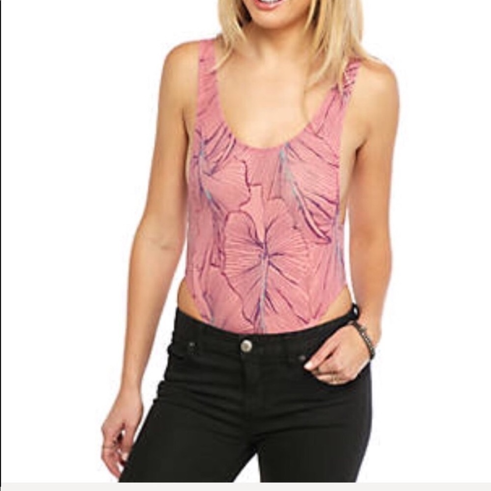 NWT Intimately Free People Pink Floral Bodysuit